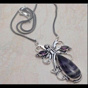 Amethyst Lace Agate Fairy Necklace